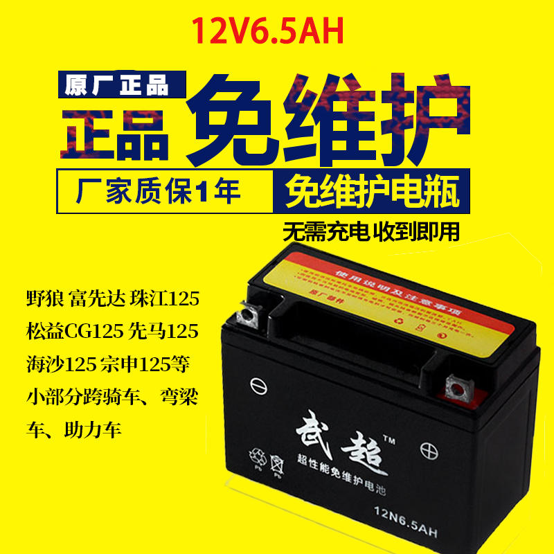 12n65a摩托车电瓶12v65ah干电池宗申天马珠江125男装cg125摩托车电瓶