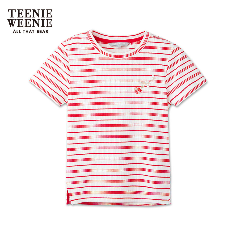 teenie weenie小熊夏季女装刺绣条纹短袖t恤ttra72494q