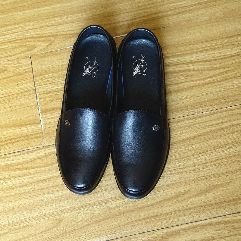 新款男士商务休闲一脚蹬短脸浅口皮鞋男夏季透气真皮英伦套脚男鞋