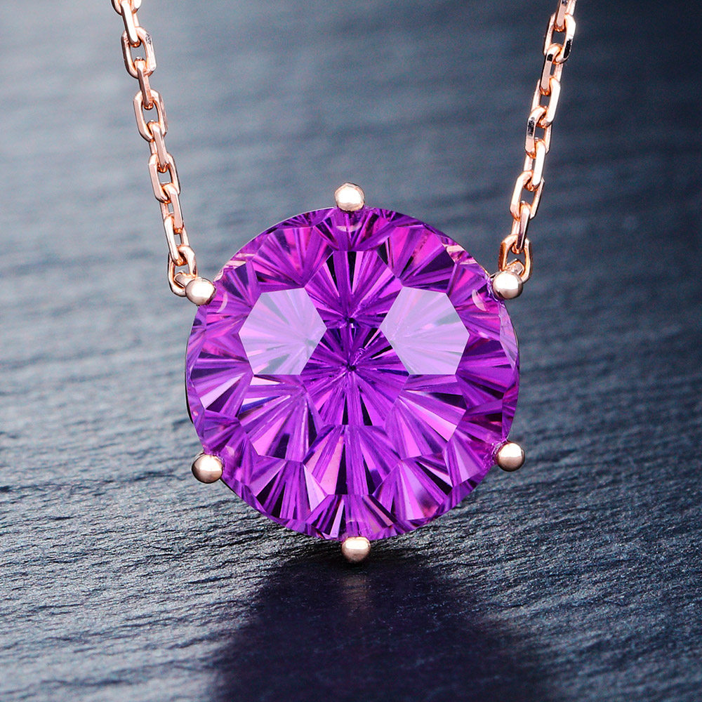 萨维娅saweiya9克拉天然紫水晶吊坠项链9k18k玫瑰金女