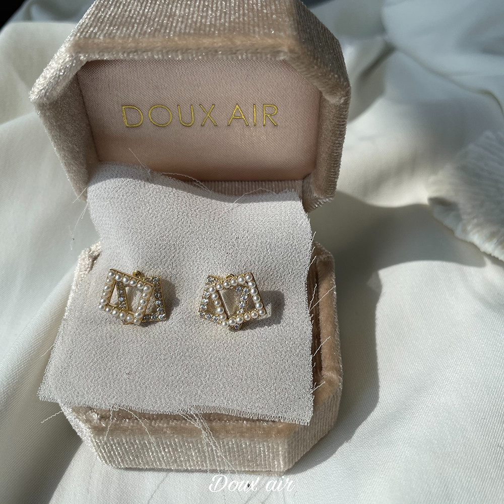 douxair简约方形几何纯银耳钉春夏新款两戴耳钉