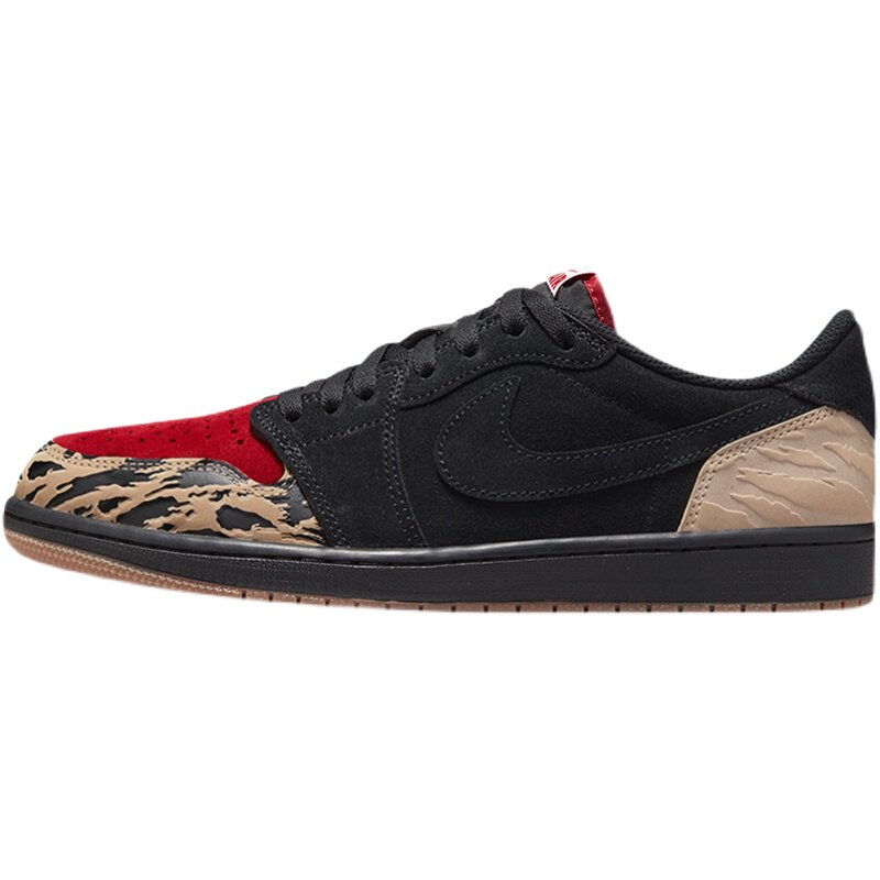 小鸿体育airjordanlowaj1solefly联名黑红兽纹篮球鞋