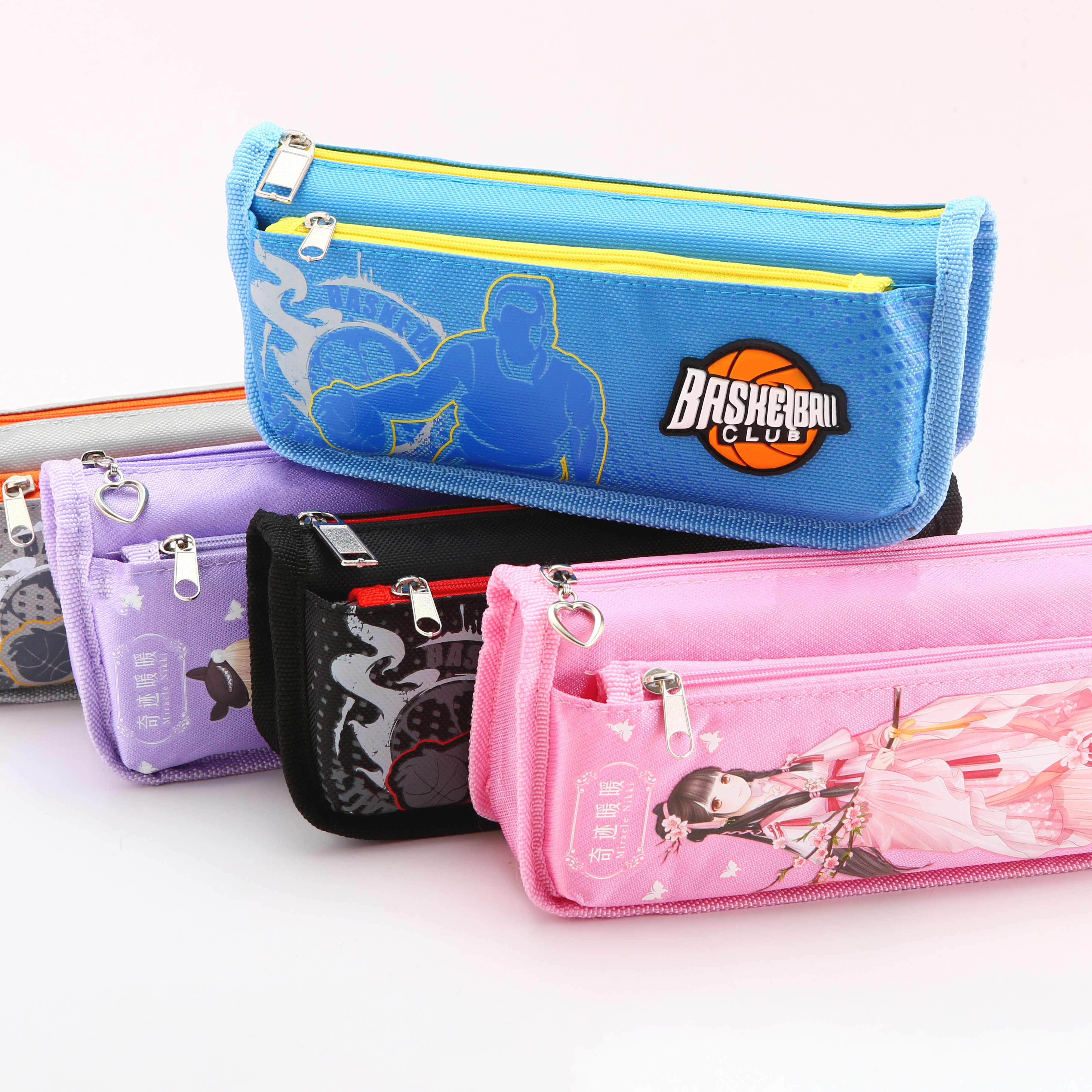 笔袋女简约大容量帆布可爱双层层系中小学生文具盒儿童笔袋