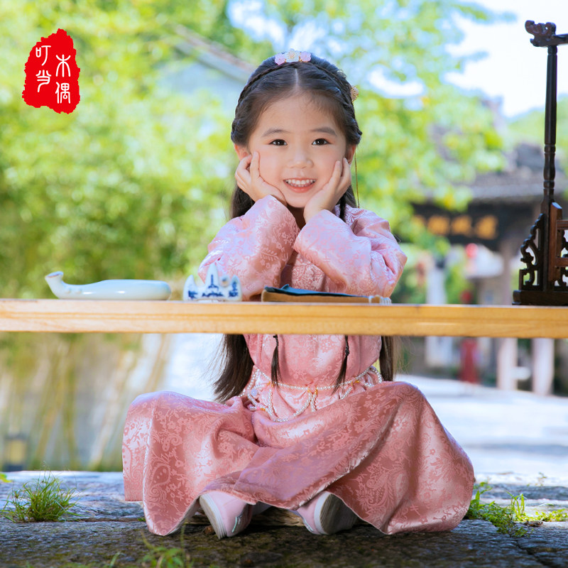 木偶叮当原创儿童女童汉服童装中国国风古装圆领唐装