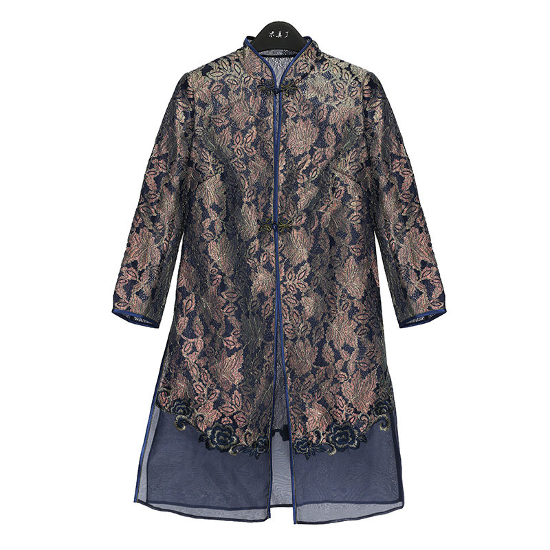 木真了旗袍外搭夏装新品中国风蕾丝薄款风衣提花女外搭0121