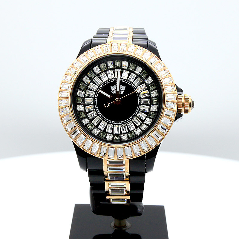 官方正品全新现货chouette腕表白黑水钻玫瑰金时尚国产腕表