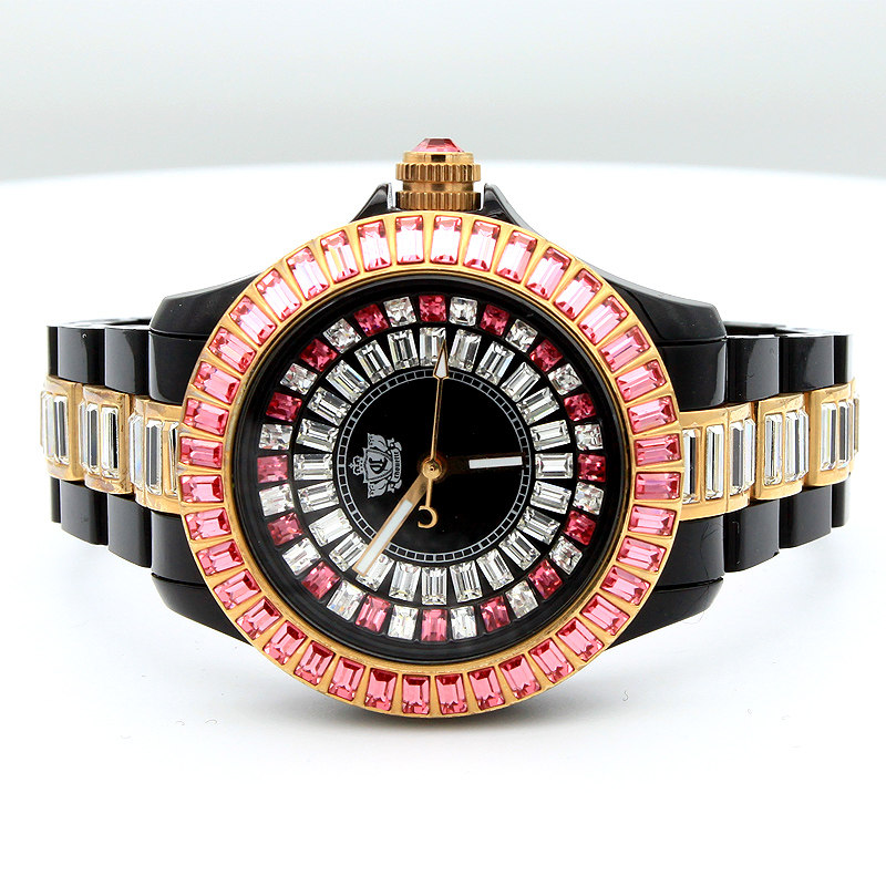 正品官方chouette全新手表粉色水钻精钢时尚石英国产腕表