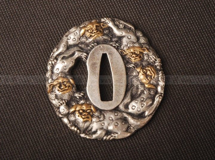 刀镡全新通用日本装具五狮镶金镀银高档手工其他