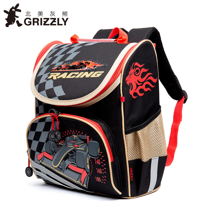 grizzly北美灰熊小学生书包男1-3年级护脊减负卡通儿童背包书包