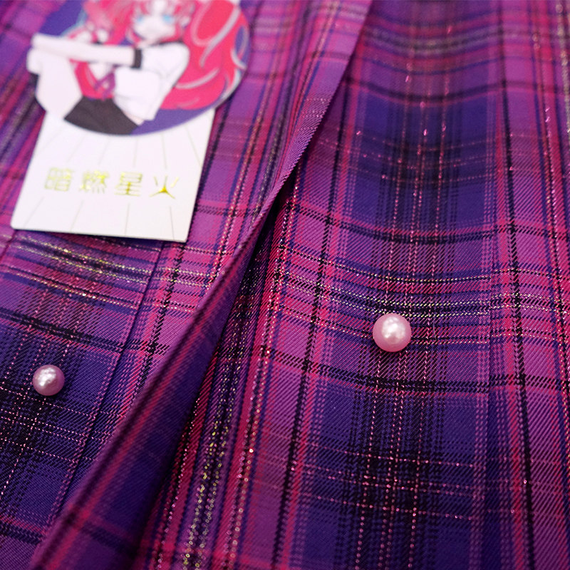 原宿色格紫色正版少女原创电竞制服jk日系半身裙