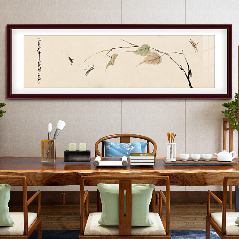 客厅装饰画新中式中国风齐白石禅意水墨挂画沙发背景书房卧室壁画
