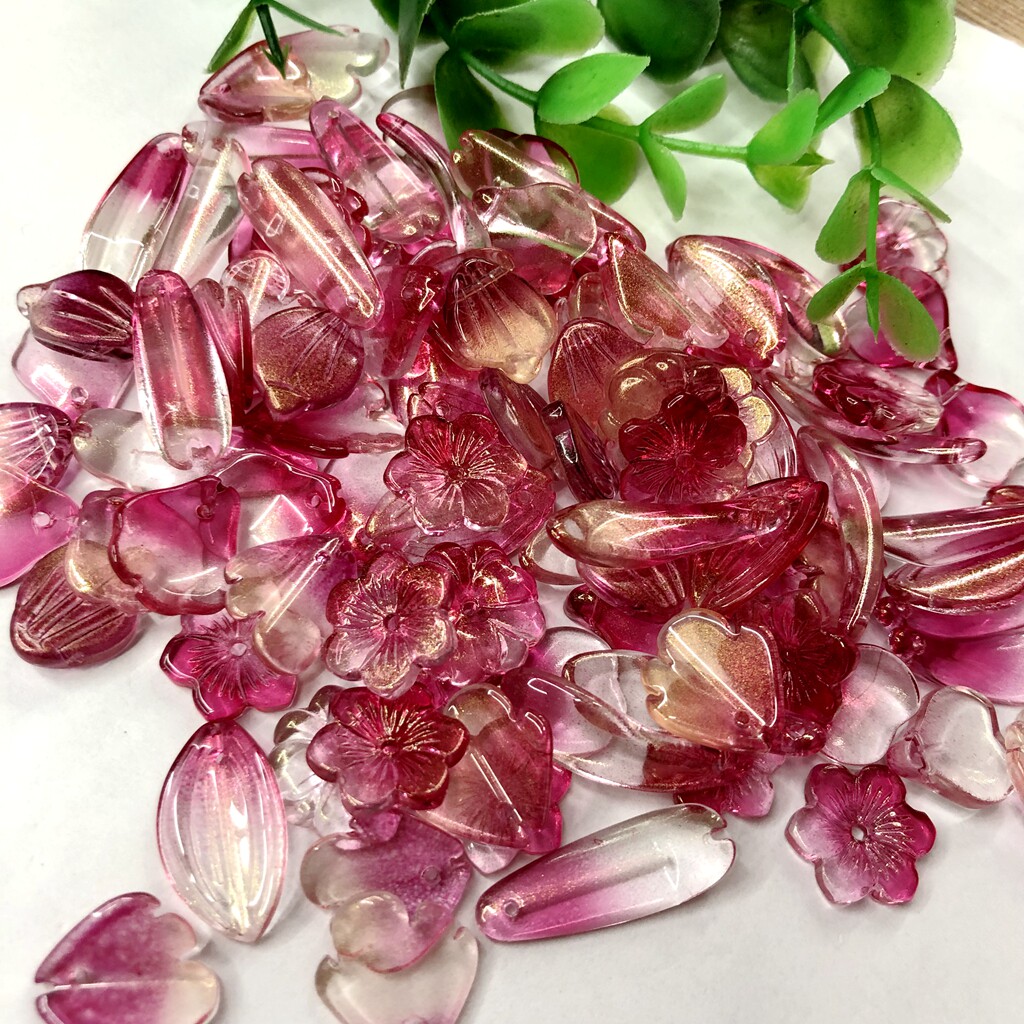 100个价 随机混装捷克琉璃金粉花瓣 手工diy头饰古风发簪饰品