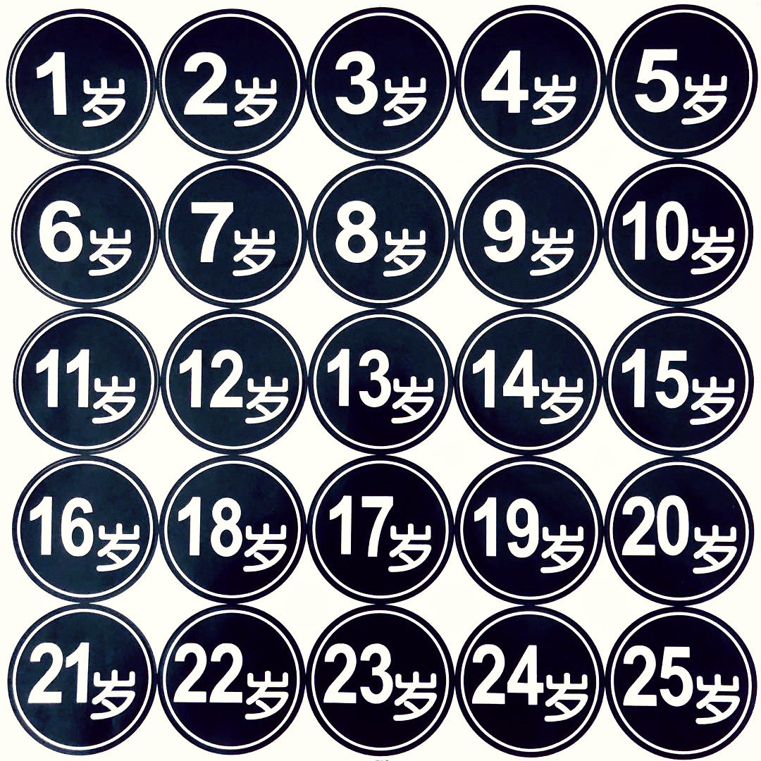 生日牌生日数字年纪龄岁数号码牌字贴标签1到18岁生日贴纸礼物贴_双氙