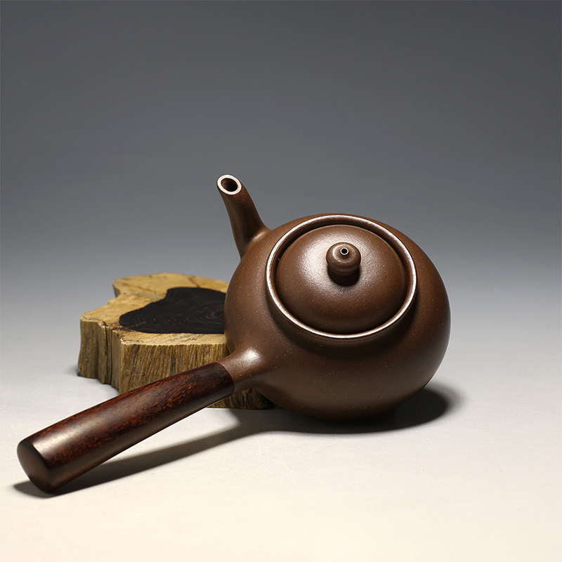 手工明理茶艺宜兴紫砂姜敏横把原矿紫砂茶壶200cc茶壶