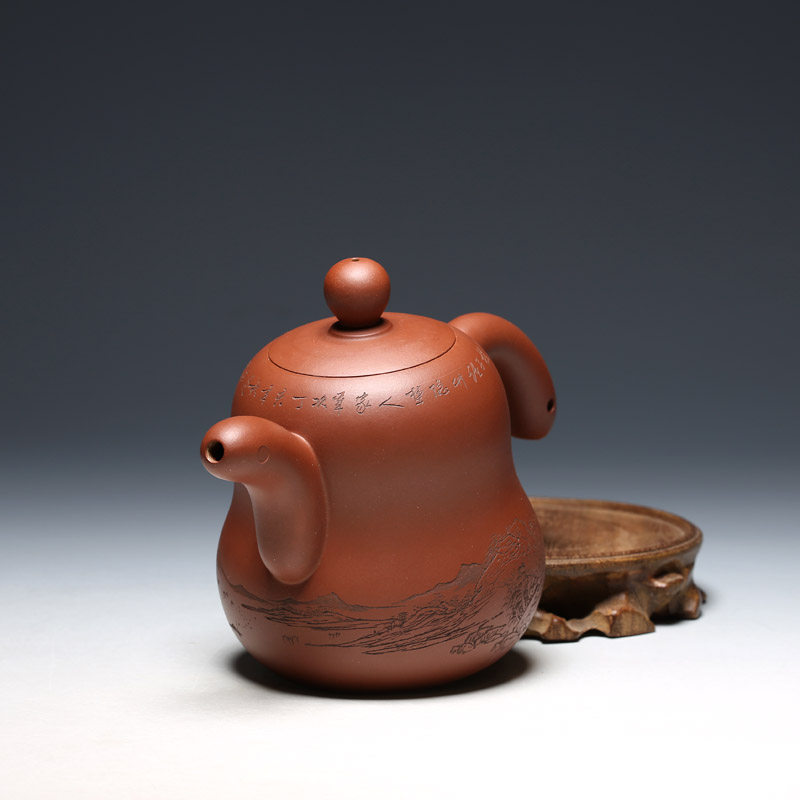 明理茶艺茶壶545cc觉悟宜兴宜兴紫砂紫砂壶吴淑英木石石刻茶壶