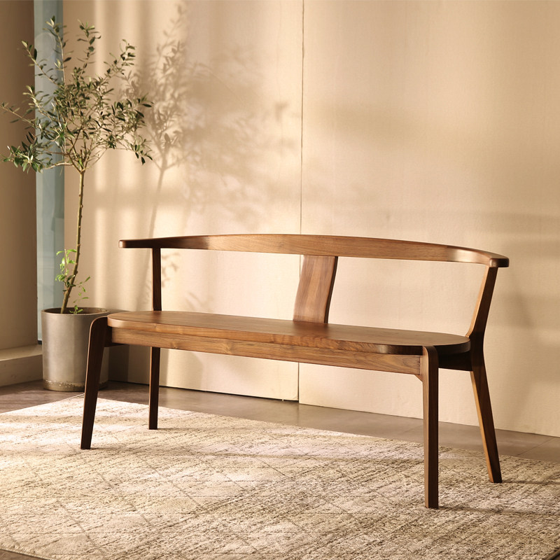 长椅实木背椅餐椅现代简约中式椅子家用阳台书房餐椅