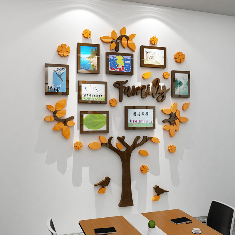 企业文化办公室墙面装饰背景布置员工风采照片展示墙贴