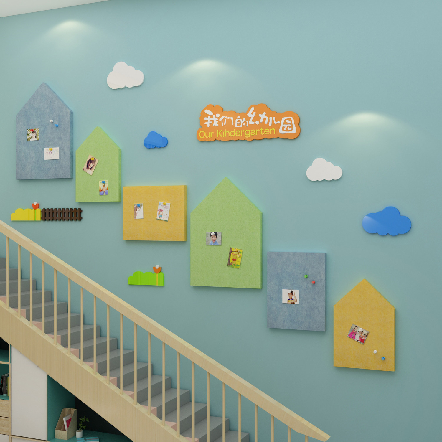 毛毡作品展示贴栏高端幼儿园环境主题墙面装饰文化软装墙贴