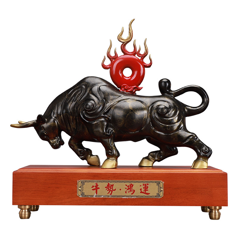 真纯铜牛摆件鸿运牛老板办公室桌面创意装饰商务礼品摆件