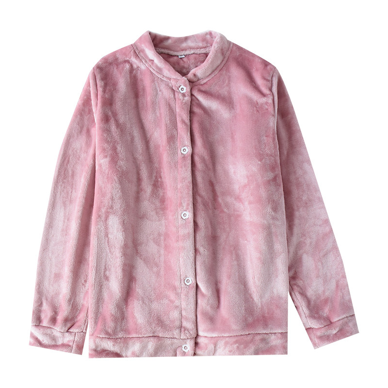 秋冬纯色法兰绒上衣女加加厚珊瑚瑚绒外套可外睡衣上装