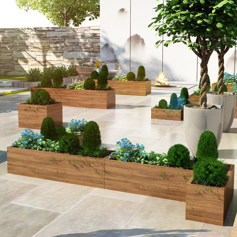 防腐木花箱碳化特大号花盆阳台花池实木花槽田园花盆