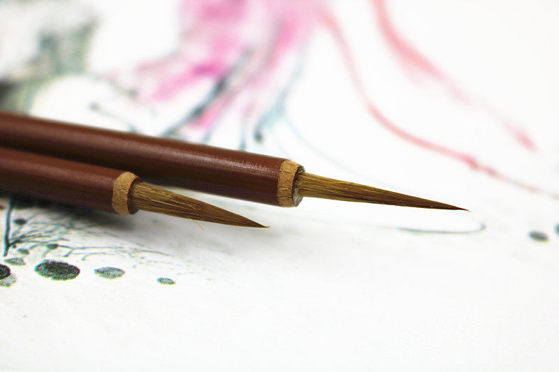 狼毫勾线笔毛笔国画水彩水粉狼圭描线笔工笔画叶筋笔毛笔