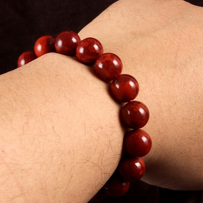 天然南红手本命年玛瑙凉山九口料满柿子火焰纹男女款手链