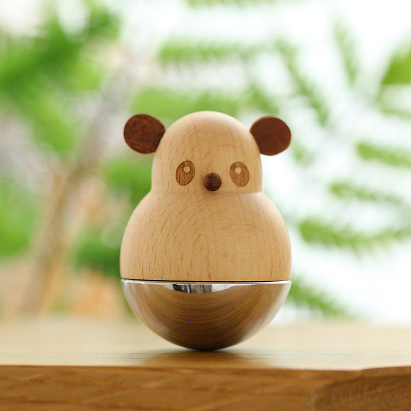 树德生活熊猫不倒翁摆件可爱创意办公室桌面解压摆件