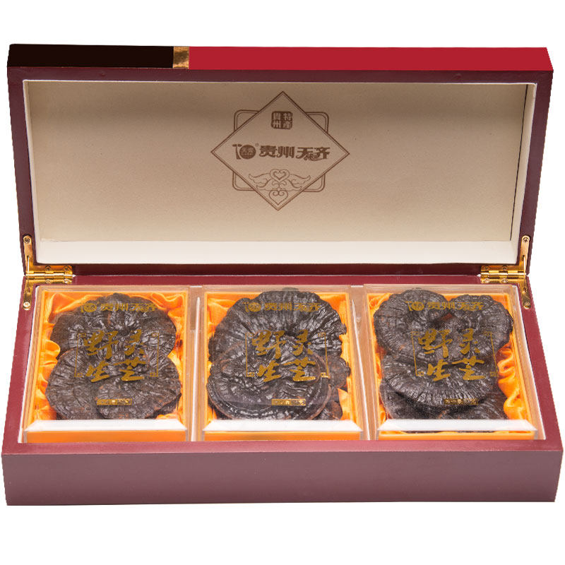 送礼佳品贵州特产灵芝整枝整朵礼品木质礼盒整枝灵芝