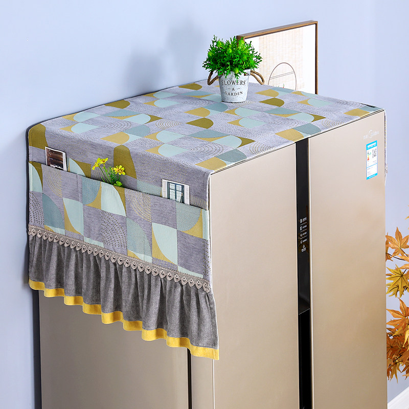 冰箱盖布开门布艺单开门防尘罩布双盖巾收纳北欧万能盖巾