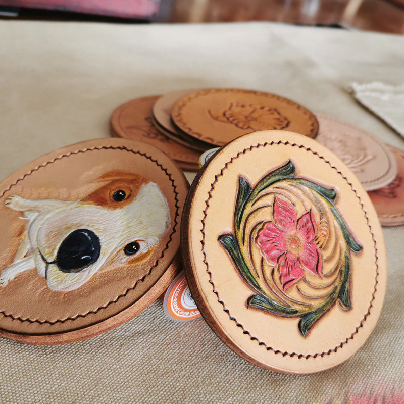 wmyp手工diy原创皮革半成品真皮雕刻唐草私人其他特色工艺品