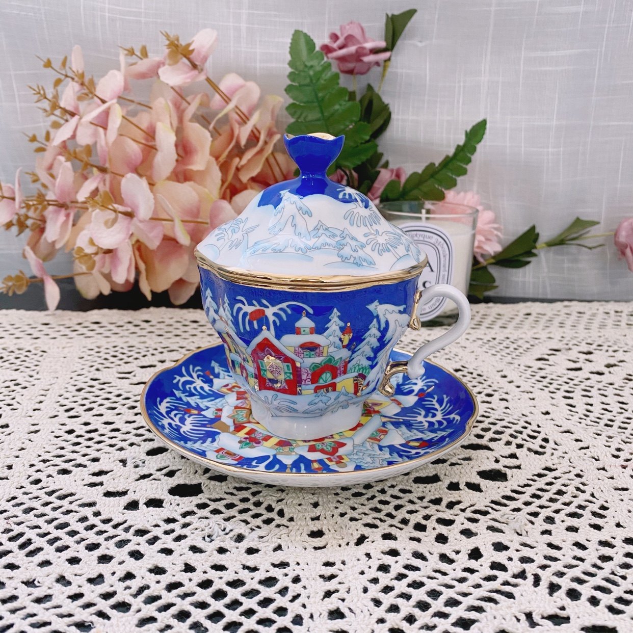 俄罗斯皇家瓷器高定lomonosov冬天故事wintertale咖啡茶杯