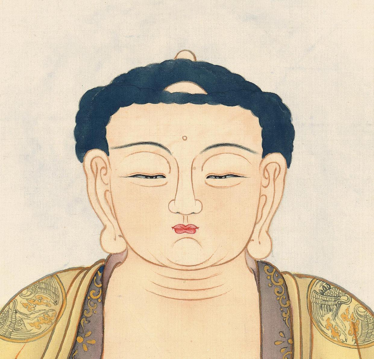 夏荆山释迦牟尼画像佛教菩萨装饰画微喷复制学习临摹国画