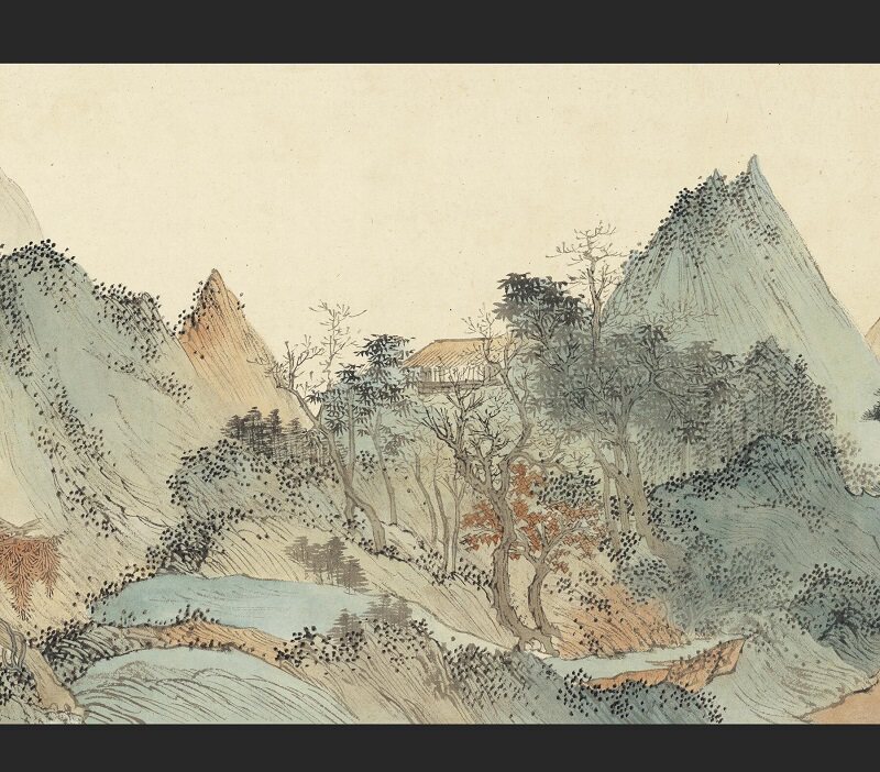 清 溥儒 山水图 名家工笔山水建筑长卷画 高清微喷复制学习临摹