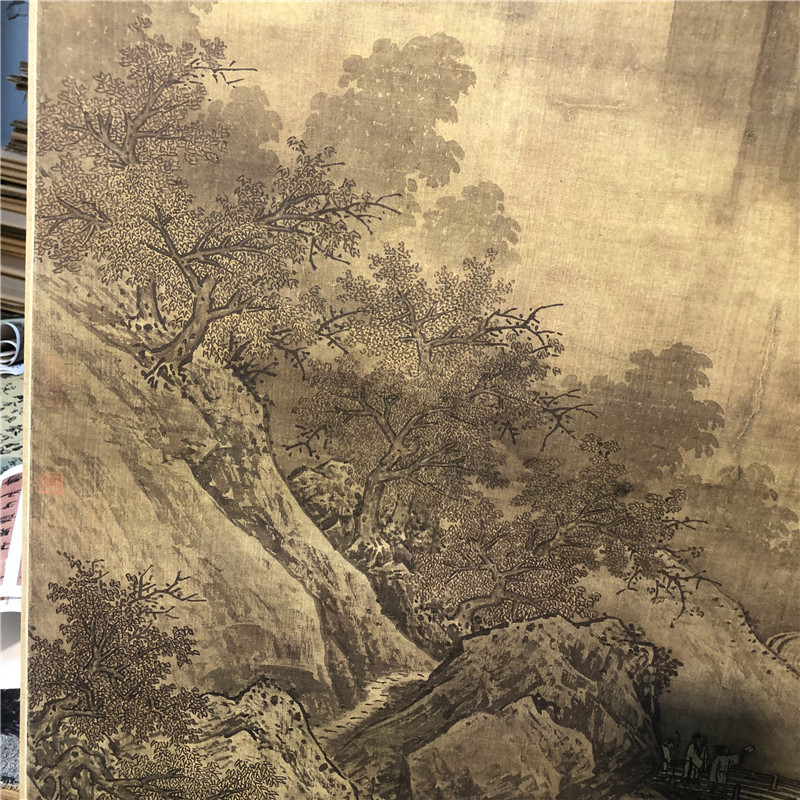 南宋萧照秋山红树名家山水立轴中堂装饰画微喷国画