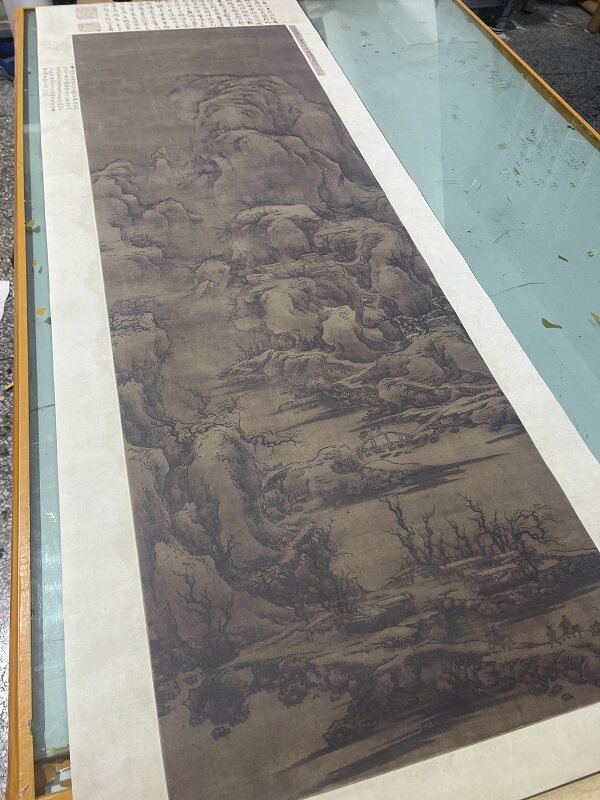 刘松年雪山行旅图王铎题仿古宋画名家山水立轴真迹国画