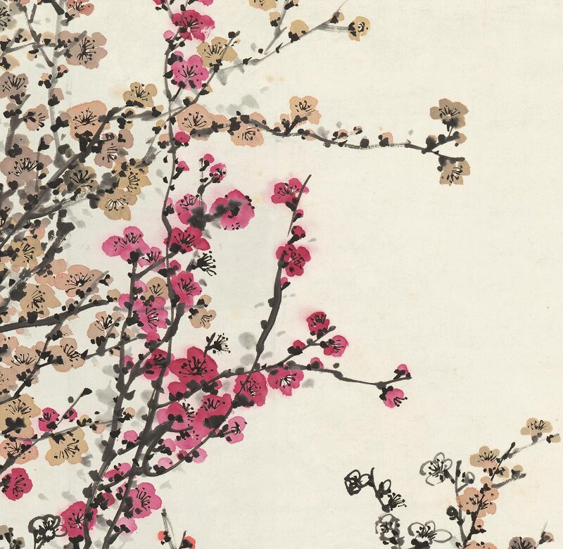 吴徵冷艳梅花立轴工笔花卉国画高清艺术纸微国画