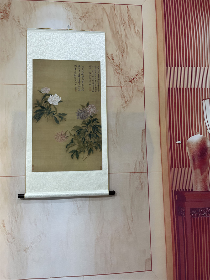 牡丹恽寿富贵清代名画工笔图轴微喷装裱挂轴国画