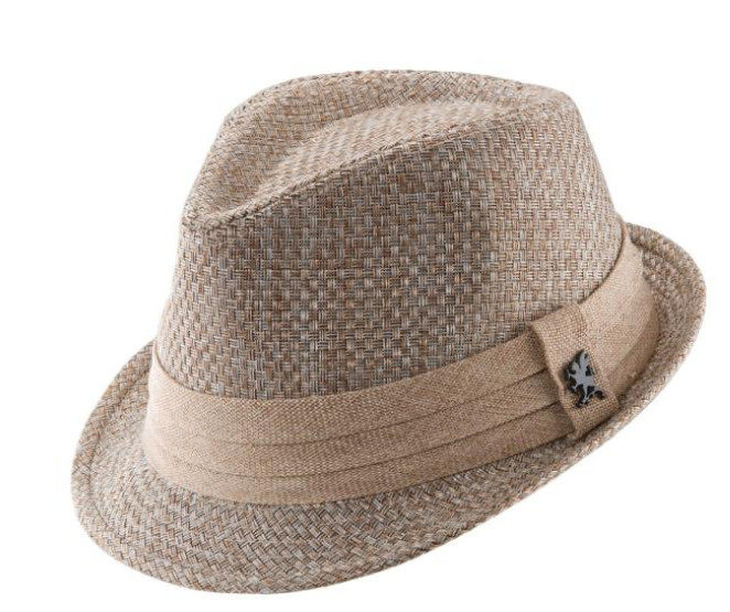 stacyadams帽子编织卷边礼帽遮阳logo正品sa639200帽子