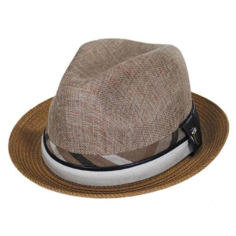 stacyadams帽子礼帽卷檐拼色夏季透气休闲舒适帽子