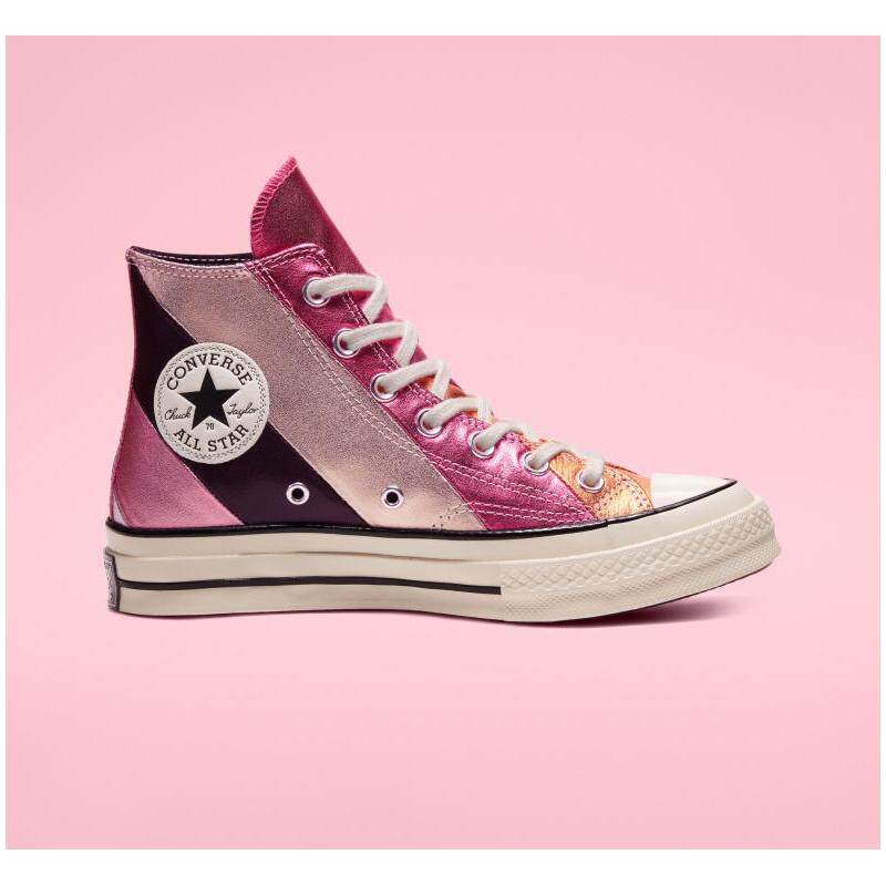 converse匡威女款高帮系带绒面彩虹纹帆布鞋正品帆布鞋