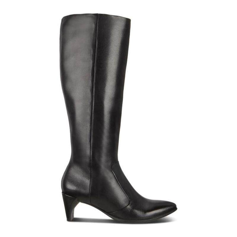 ecco爱步女高筒靴皮靴春秋柔软中跟细跟尖头时装靴