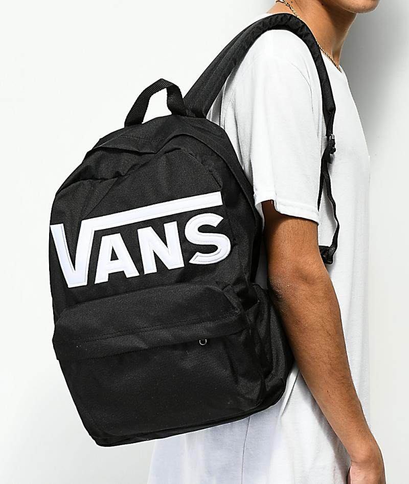 vans男双双肩包中包拉链经典logo实用百搭街头双肩背包