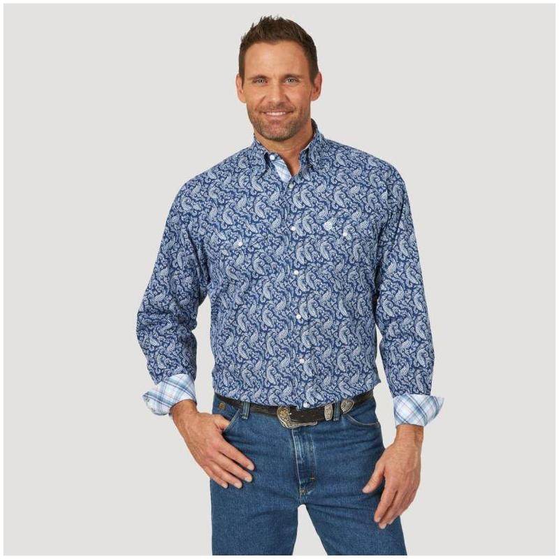 wrangler威格衬衫碎花方领长袖透气舒适简约正品衬衫