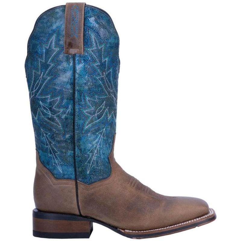 danpost女皮靴子西部牛仔马丁撞色花瓣低跟方中筒时装靴