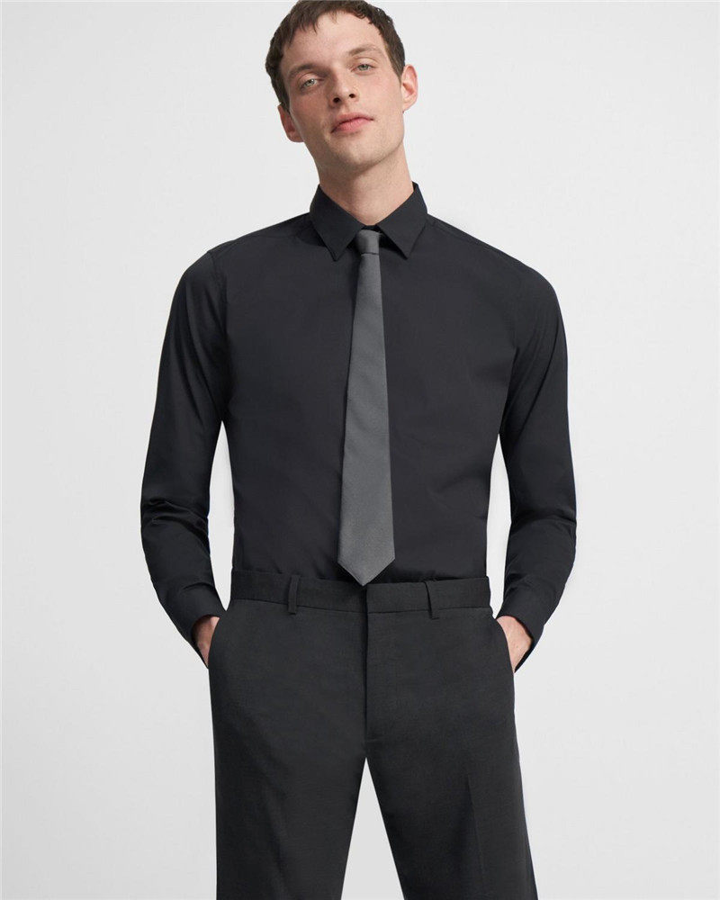 纯色theory男士领带丝质商务结婚新郎正装百搭领带