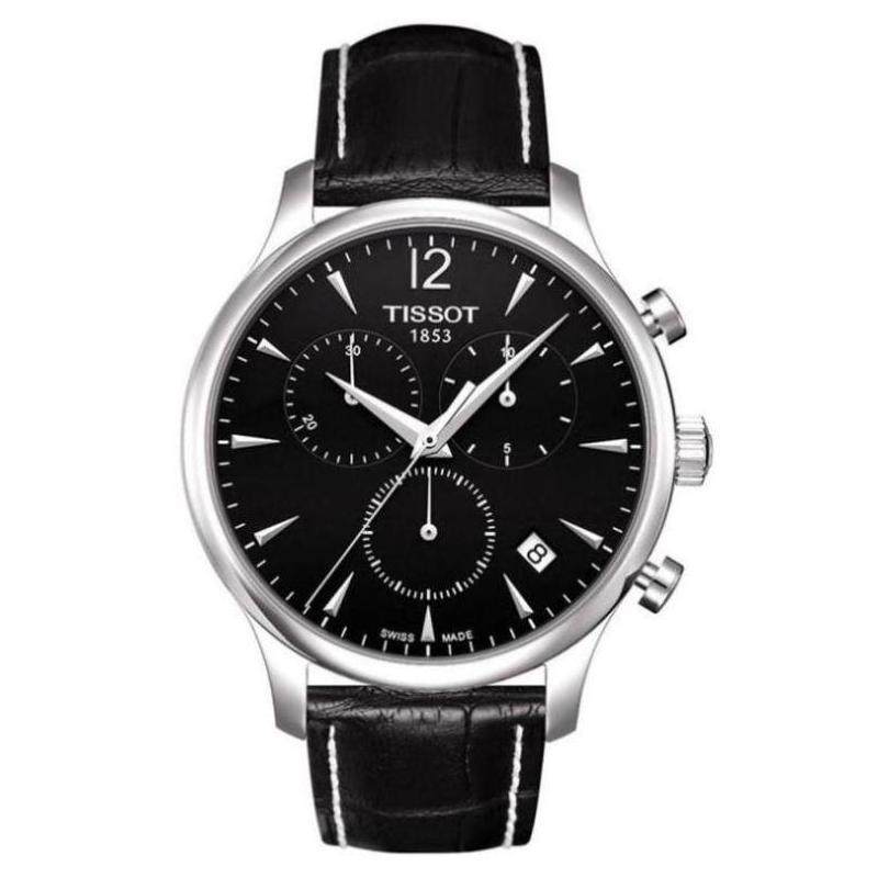 手表天梭tissot瑞士计时传统石英皮带42mm礼物瑞士腕表