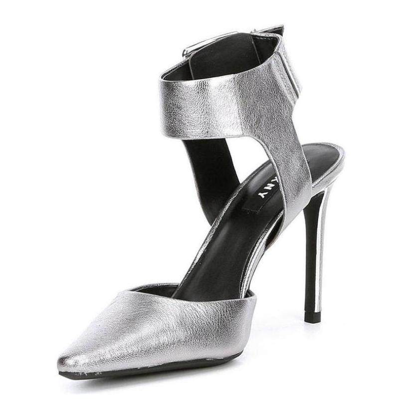 dkny细高正品时尚金属搭扣高跟尖头凉鞋儿女时装凉鞋