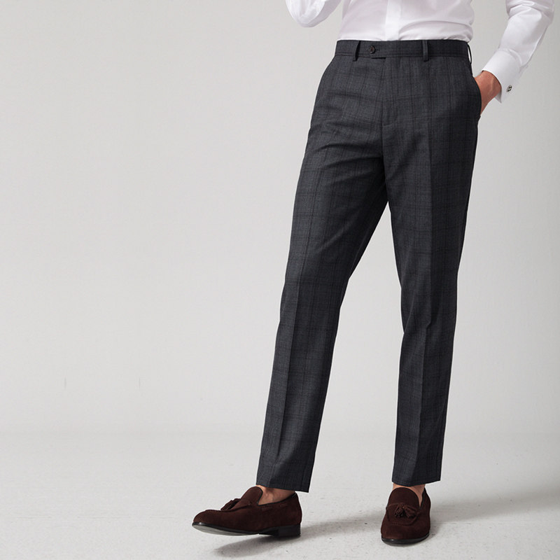 澳嘉羊毛男士西裤休闲修身西服西装裤子灰色西裤