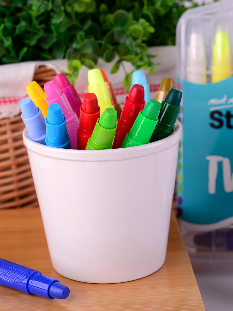 蒙玛特24色炫彩旋转蜡笔油画36色儿童小学生彩色蜡笔